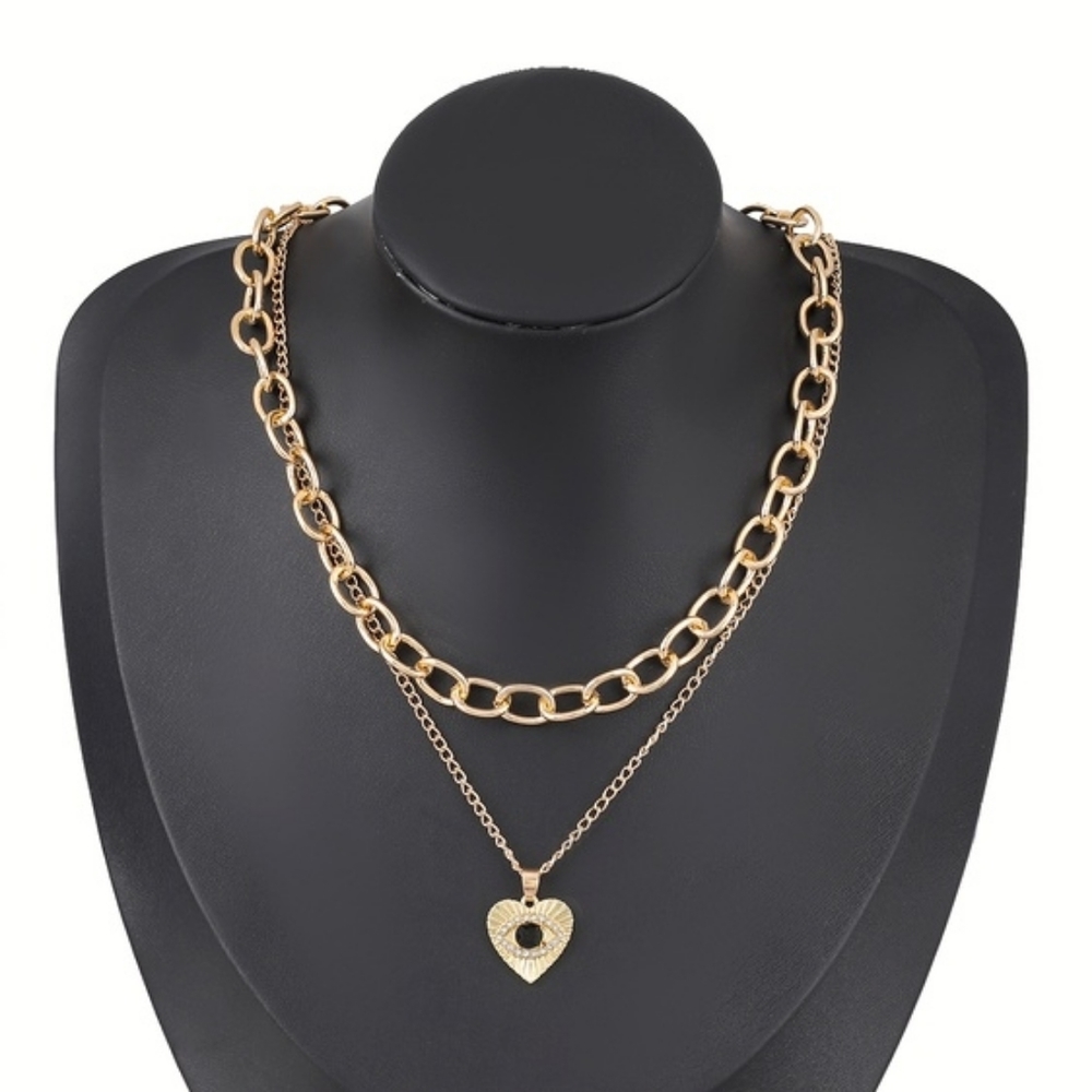 3 Pack Double Layer Nazar Heart Pendant